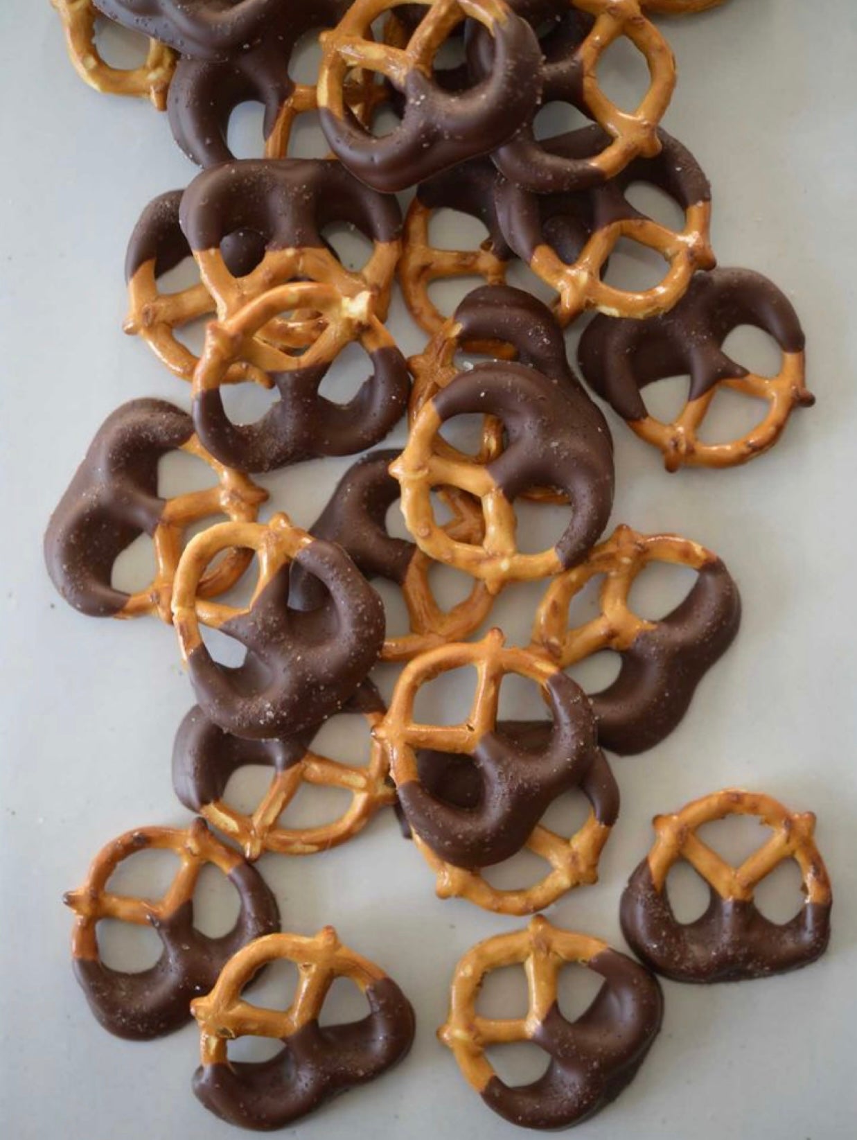 Chocolate dipped pretzels